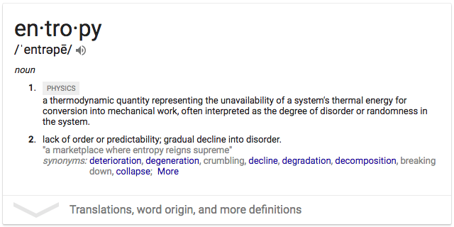 Entropy Definition from google